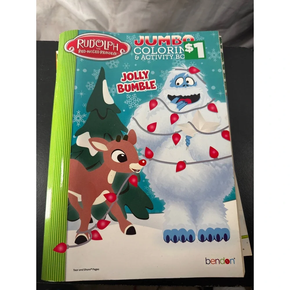 Lot of 4 Bendon Christmas Jumbo Coloring Activity Books Rudolph Santa Jolly Pals